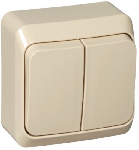 Выключатель накладной Systeme Electric Этюд 2-кл. кремовый картинка